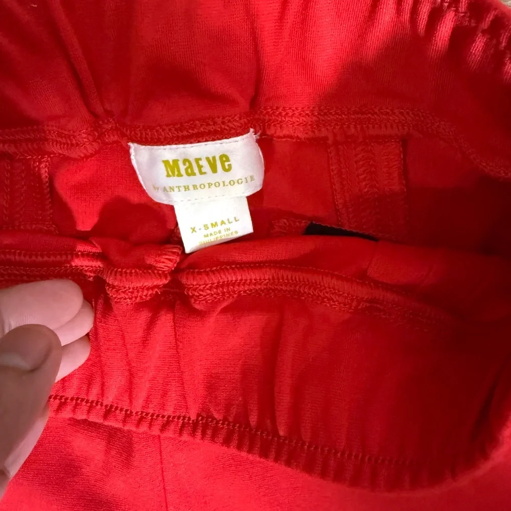 Maeve Anthropologie Red Pullon Split Hem Trouser Pant Size XS - Picture 6 of 6
